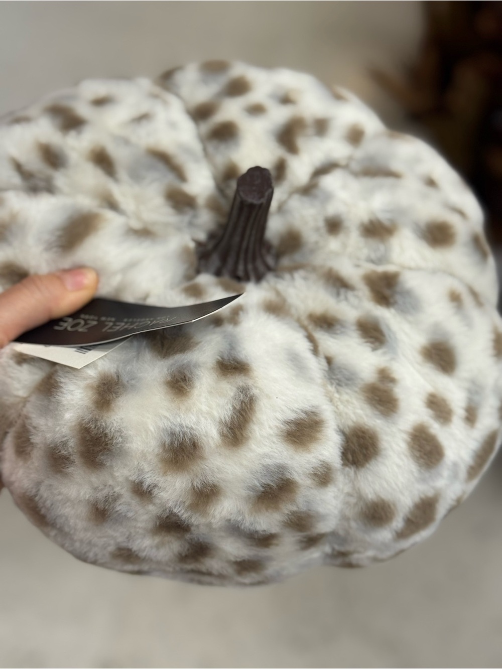 Rachel Zoe Cream and Brown Faux Fur Leopard Pumpkin Accent